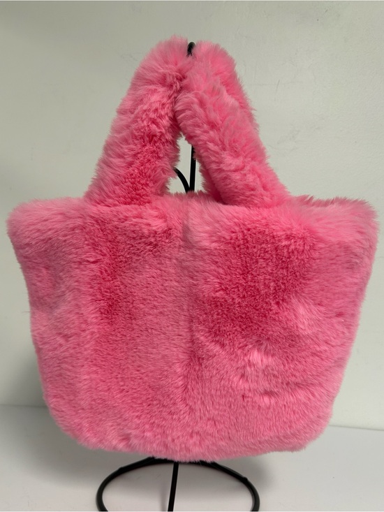 OKPTA Handbags - OKPTA Soft Pink Fluffy Faux Fur Double Handled Magnetic Closure Mini-Tote Bag